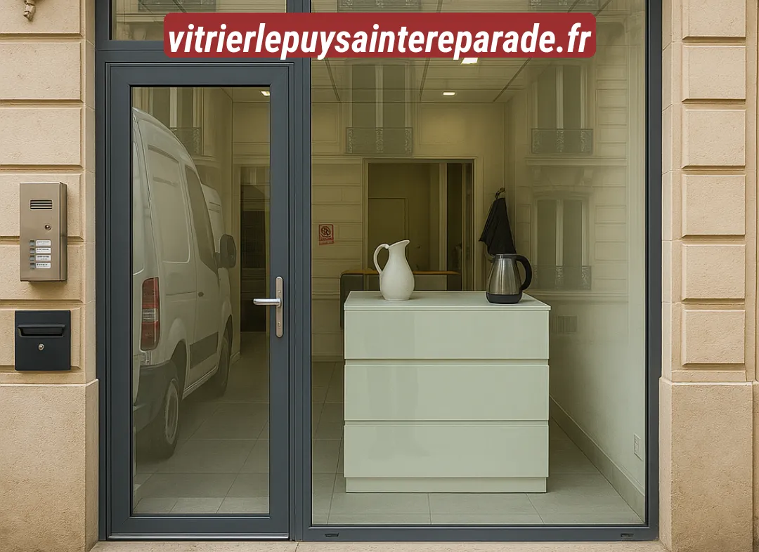 Façade vitrine de magasin en aluminium sur mesure à Le Puy-Sainte-Réparade